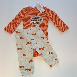 Carter's Pumpkin Print Baby 2-Piece Set Outfit Size 6 Months